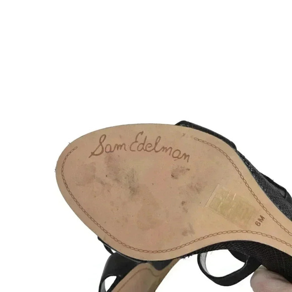 Sam Edelman Leather Wedge Sandal Heel Black Size 6 - Picture 11 of 14